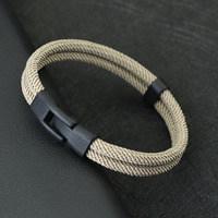 Bracelet en fil double couche pour hommes, poignées amovibles, assressenti, empilable, canadette, accessoires de loisirs, zones bre Erkek Bileklik, nouvelle mode 1